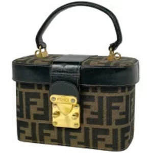 Fendi Zucca vanity bag handbag cosmetic Clutch canvas brown